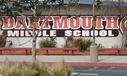School sign reading Darkmouth Middle School